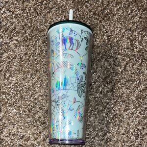 Starbucks Holographic Floral Tumbler with Straw NWT